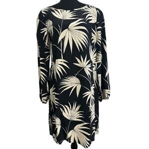 new Tommy Bahama Modern Palm Silk Dress Black w/ Beige Palms size S Long Sleeve